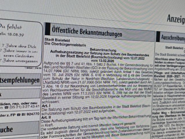 Heute wurde die Aufhebungssatzung ver�ffentlicht (Foto: Lange)